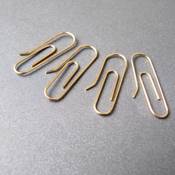 14k Gold Paperclip Earring • Single/ Pair • 6x25mm • 22ga / 0.64mm Wire • Real Solid 14 Carat Yellow Gold 585 • Nickel Free