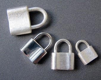 Padlock Verschluss • Sterling Silber 925 • Gebürstet / Poliert • 9 x 12 mm Tiny / 12 x 16 mm Small / 14 x 20 mm Medium • Sehr süß <3