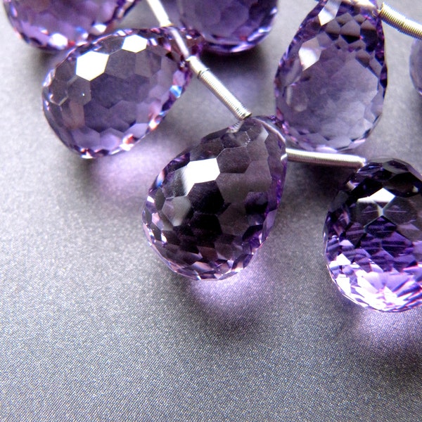 Purple Amethyst Tear Drops • 14x9mm • FABULOUS Gem AAA+ Micro Faceted Honeycomb Cut • Fantastic Glowing Drops • Limited stock