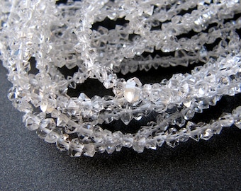 Herkimer diamond beads • 3-4-5-6-7-8-9-10-11mm • AAA sparkling nuggets • Double terminated quartz crystals  • April birthstone