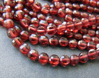 Garnet Coin Beads • 3.25mm / 3.40mm TINY • AAA Micro Faceted • Natural Red Garnet Gemstone Drilled Coins Rondelles