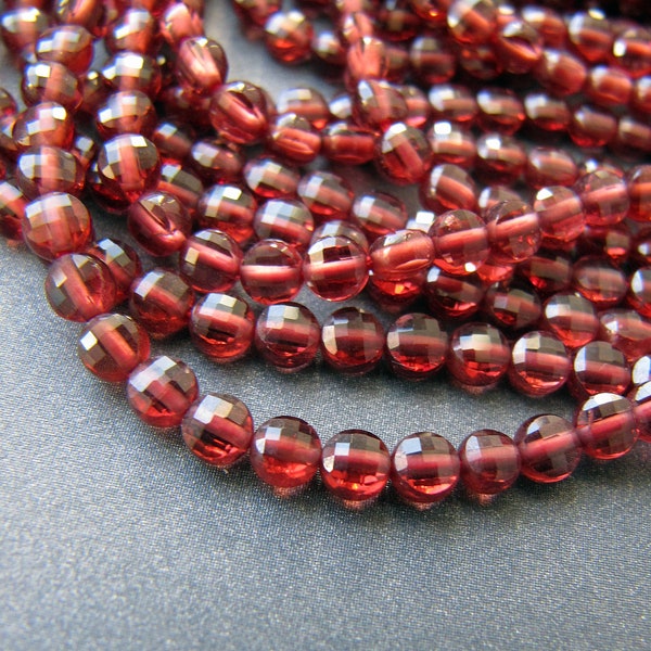 Garnet coins • Tiny 3.40mm • AAA micro faceted • Red garnet coin rondelles • Natural genuine gemstone beads • SUPER CUTE