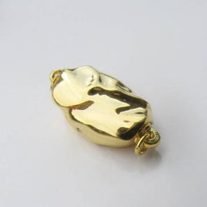 Zilveren sluiting • Rhodium-/geelgouden vermeil • 16 x 8 mm • Fancy golvende ovale designersluiting • Voor edelsteenparels afbeelding 5
