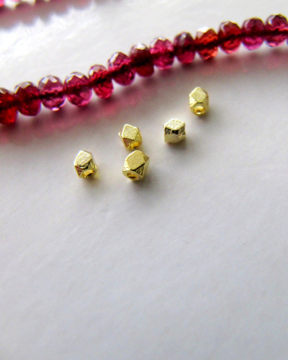 14k gold nuggets PAIR spacer beads 2mm small solid 14 carat Etsy