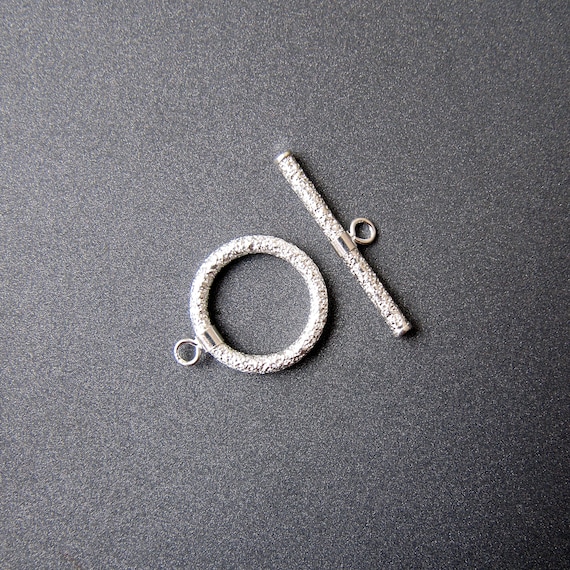 Silver Toggle • 14.75mm circle • 23.50mm bar • Sparkling Star Dust Finish • Sterling Silver 925 • Beautiful Modern Contemporary Clasp