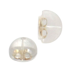 14K Yellow /Rose / White Gold Silicon Earring Backs 6mm For 0.5-0.85mm Posts Replacement Friction Ear Nuts for Stud Studs Earrings image 4