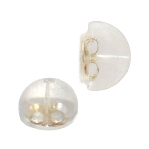 Chiusure per orecchini in silicone in oro giallo 18 carati • 6 mm • Per perni da 0,5-0,85 mm • Dadi di ricambio per orecchini a perno