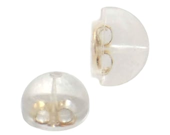 18K Yellow Gold Silicon Earring Backs • 6mm • For 0.5-0.85mm Posts • Replacement Friction Ear Nuts for Stud Studs Earrings