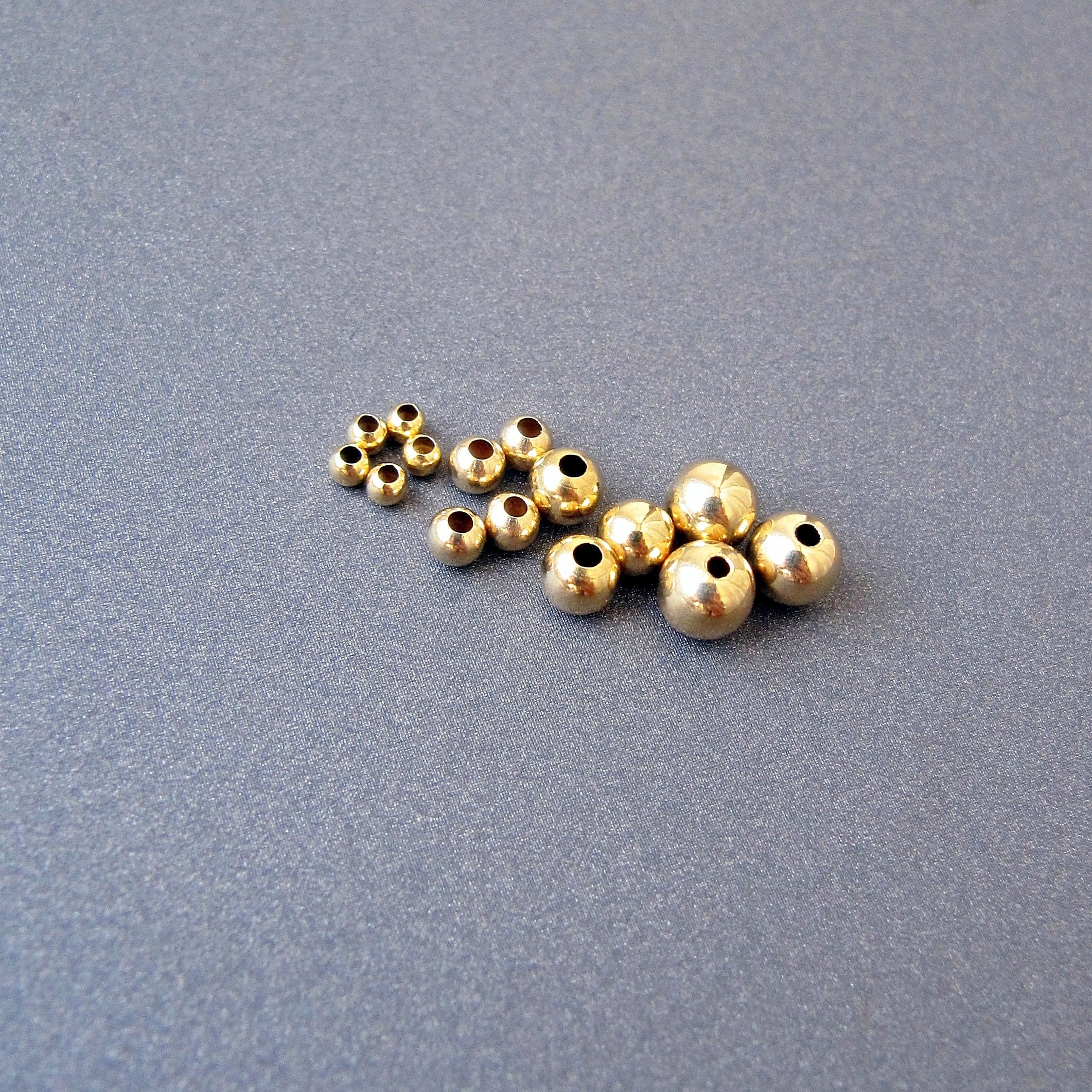 8mm Solid Brass Bead pack, 50 Beads, Vintage, Large Hole, 14  strand,  Handmade. Native American, Tribal, French Style beads