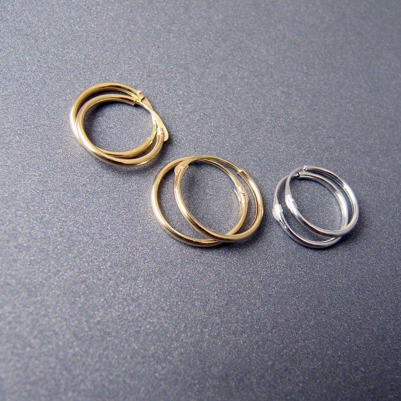 18k gold hoop earrings Single / Pair 11mm 12mm Thin Etsy