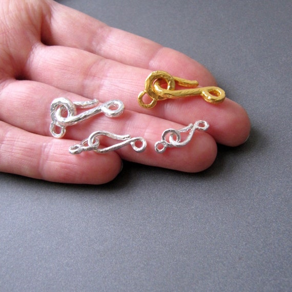 Silver Hook and Eye Clasp Small / Medium / Large Choose Size