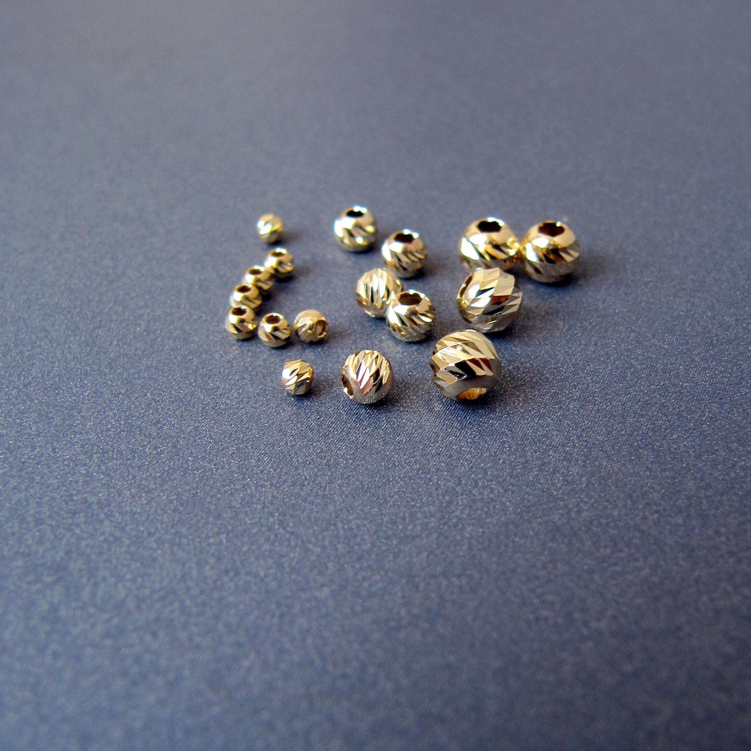 14k Rose Gold Round Beads 2mm 2.2mm 3mm 4mm Light / Medium Weight Solid 14  Carat Pink Gold 585 Jewellery Making Supplies 