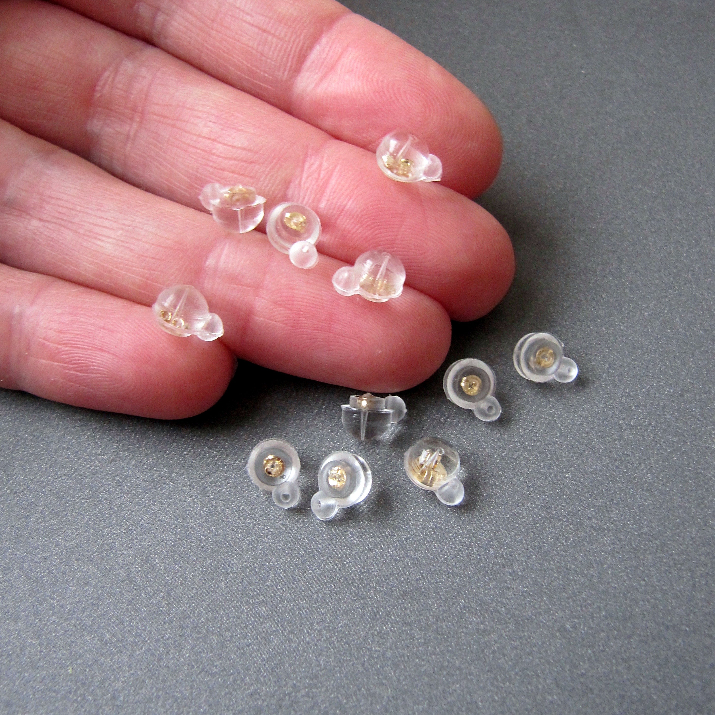 10 X 6 Mm , Gold Color Earring Backs ,silicone Clear Earring Backs