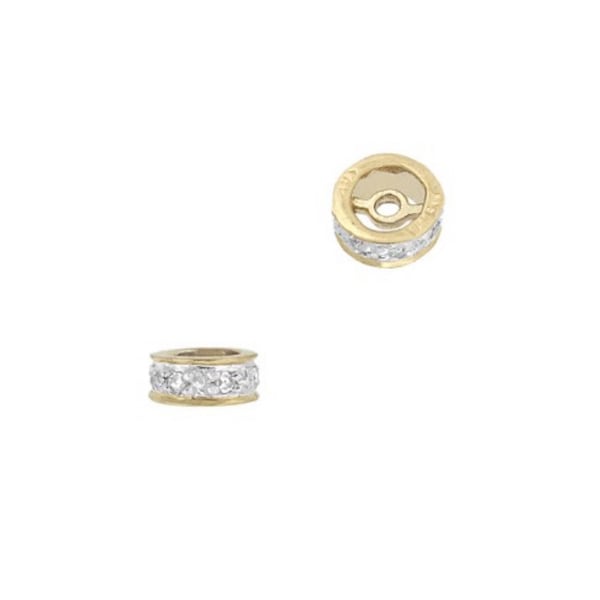 14k Gold Diamond Rondelle Bead • 5x2mm 6x2mm 7x2mm • 0.85mm Hole • Yellow / Rose Solid 14 Carat Gold • Natural Diamonds