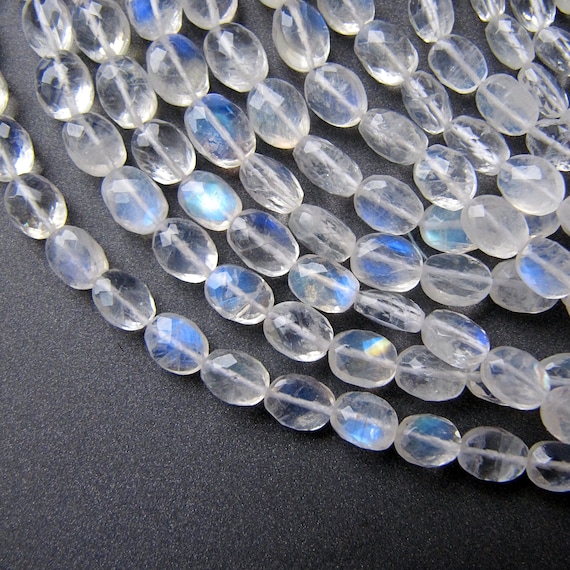 Rainbow Moonstone Faceted Oval Beads 5mm 6" 