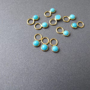 Turquoise Hoop Earring Charm in Solid 18k Gold • Tiny 3mm Gemstone • 4mm Flat Ring /3mm Hole • Natural Arizona Turquoise • SUPER CUTE image 3