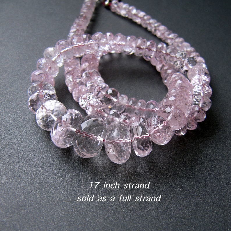 Morganite rondelles \u2022 AAA micro faceted \u2022 4.50-11mm \u2022 Genuine natural gemstone Beryl \u2022 Pale baby pink \u2022 Very clean glowing beads