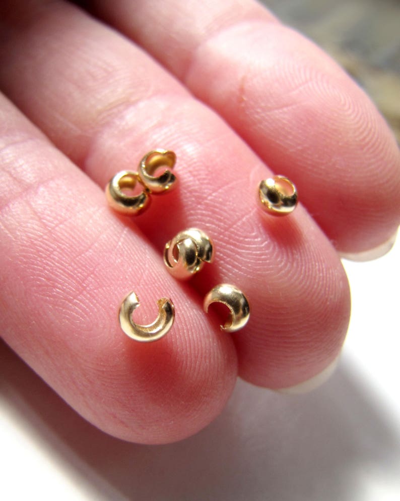 14k Gold Crimp Bead Cover 3mm Solid 14 Carat Yellow Gold Etsy