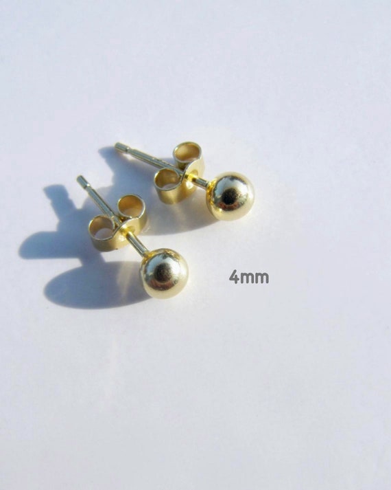 18k Gold Ball Stud Earring (1 or 2) • 3mm / 4mm • Real 18