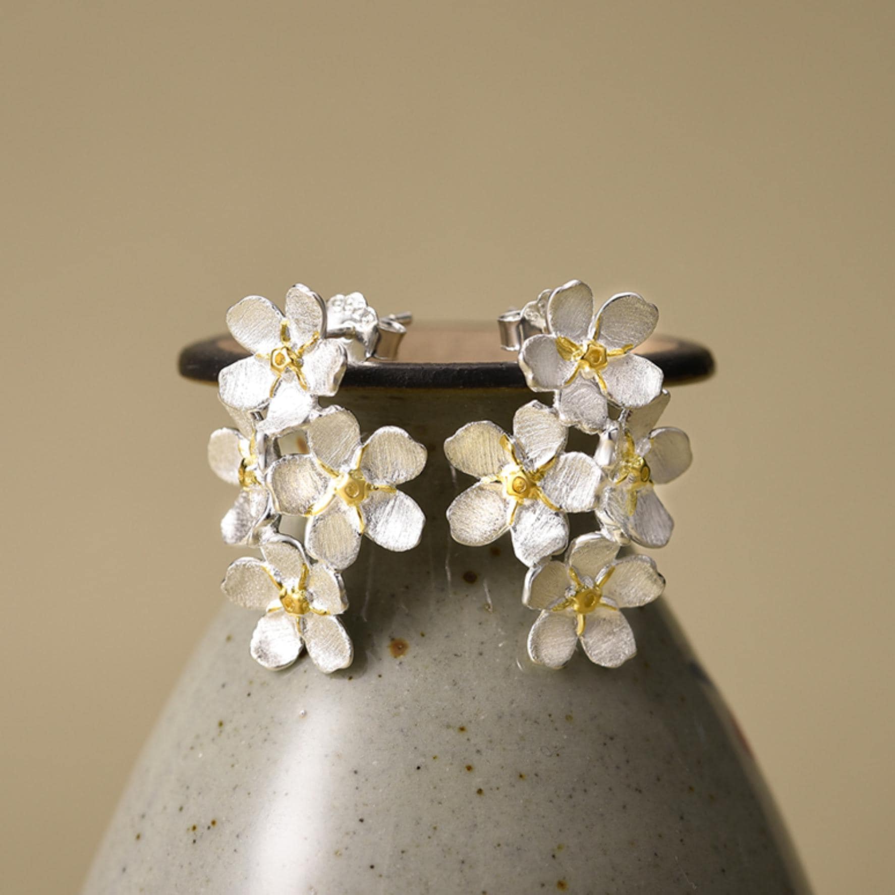 Orecchini Donna Etrusca Cerchi Placcati In Oro 18KT Elettroformati - Foto 2