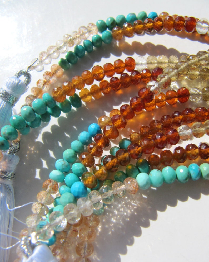 Gemstone rondelles 4mm mix AAA micro faceted sleeping beauty turquoise amethyst rhodolite hessonite garnet peridot citrine madeira sunstone