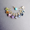 18k Gold 4.5mm Rhombus Gemstone Charm • 4.50mm Ring / 3mm Hole• Natural London Blue White Topaz Amethyst Rhodolite Citrine Peridot Turquoise product logo