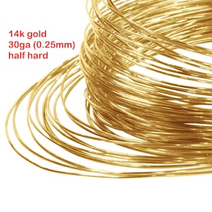 14k gold wire • 30ga 0.25mm • Half Hard Round • Solid 14 Carat Yellow Gold 585 • Jewellery Making Supplies