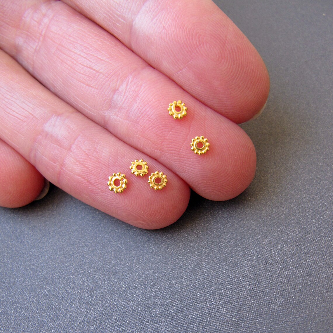 18k gold spacer beads 3.25x0.70mm daisy spacers Heavy Etsy