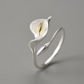 Silver Calla Lily Ring with 18k Gold Plated Stamen • Adjustable Open Size • Tariff Free Delivery to USA product logo