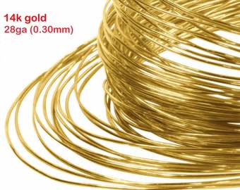 14k Gold Wire • 28ga 0.30mm • Half Hard / Soft • Round • Solid 14 carat yellow gold 585 • Jewellery findings supplies