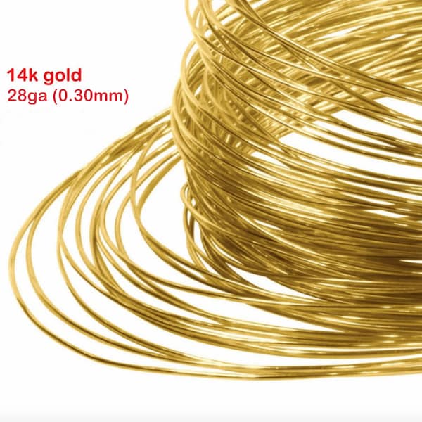 14k Gold Wire • 28ga 0.30mm • Half Hard / Soft • Round • Solid 14 carat yellow gold 585 • Jewellery findings supplies