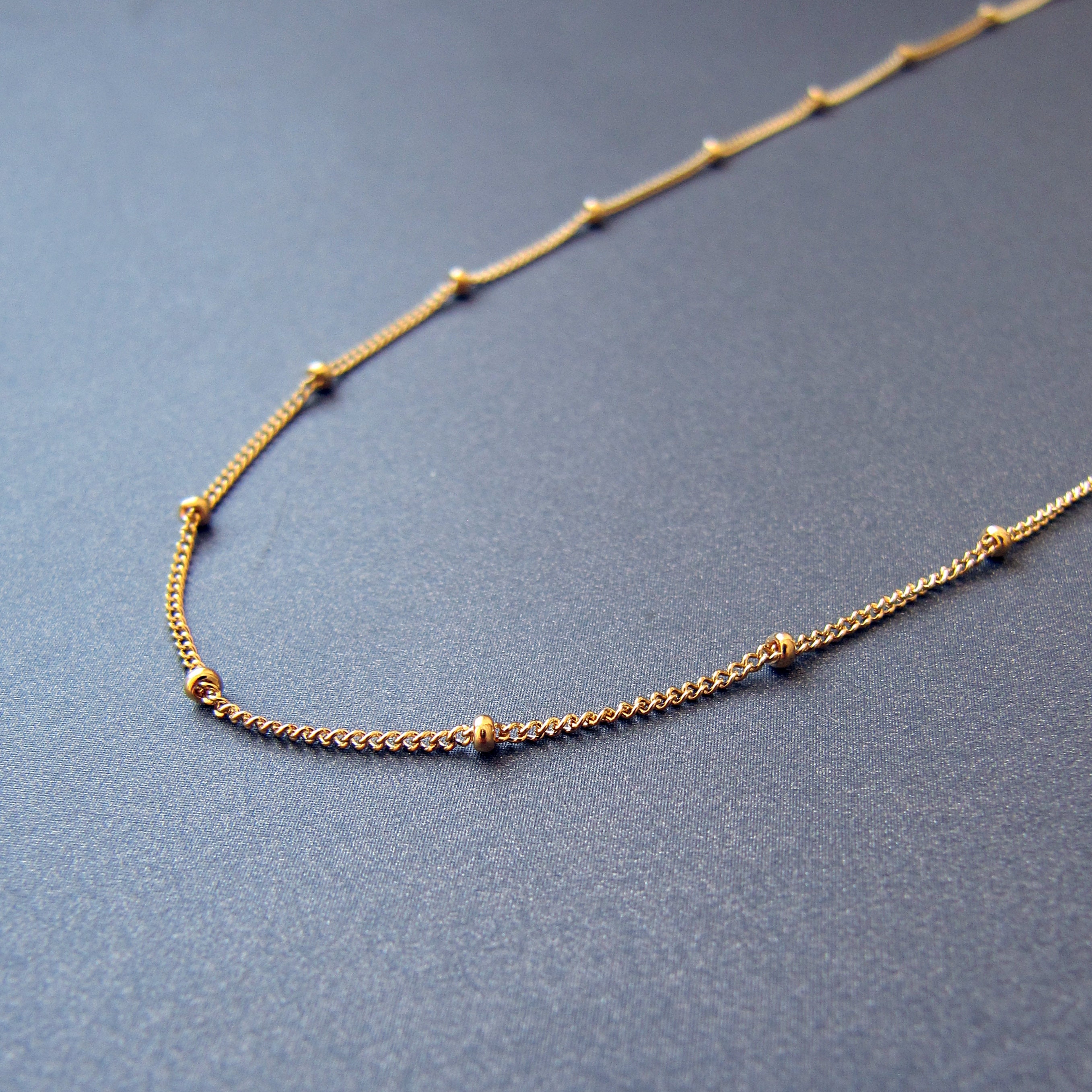 Gold Chain Necklace with Tiny Tubes Chain, Simple Gold Necklace for Wo–  annikabella
