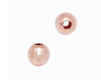 14k Rose Gold Faceted Mirror Bead • 3mm 4mm 5mm • Medium Weight Suitable for Bracelets • Sparkling • Real 14 Carat Pink Red Gold 585