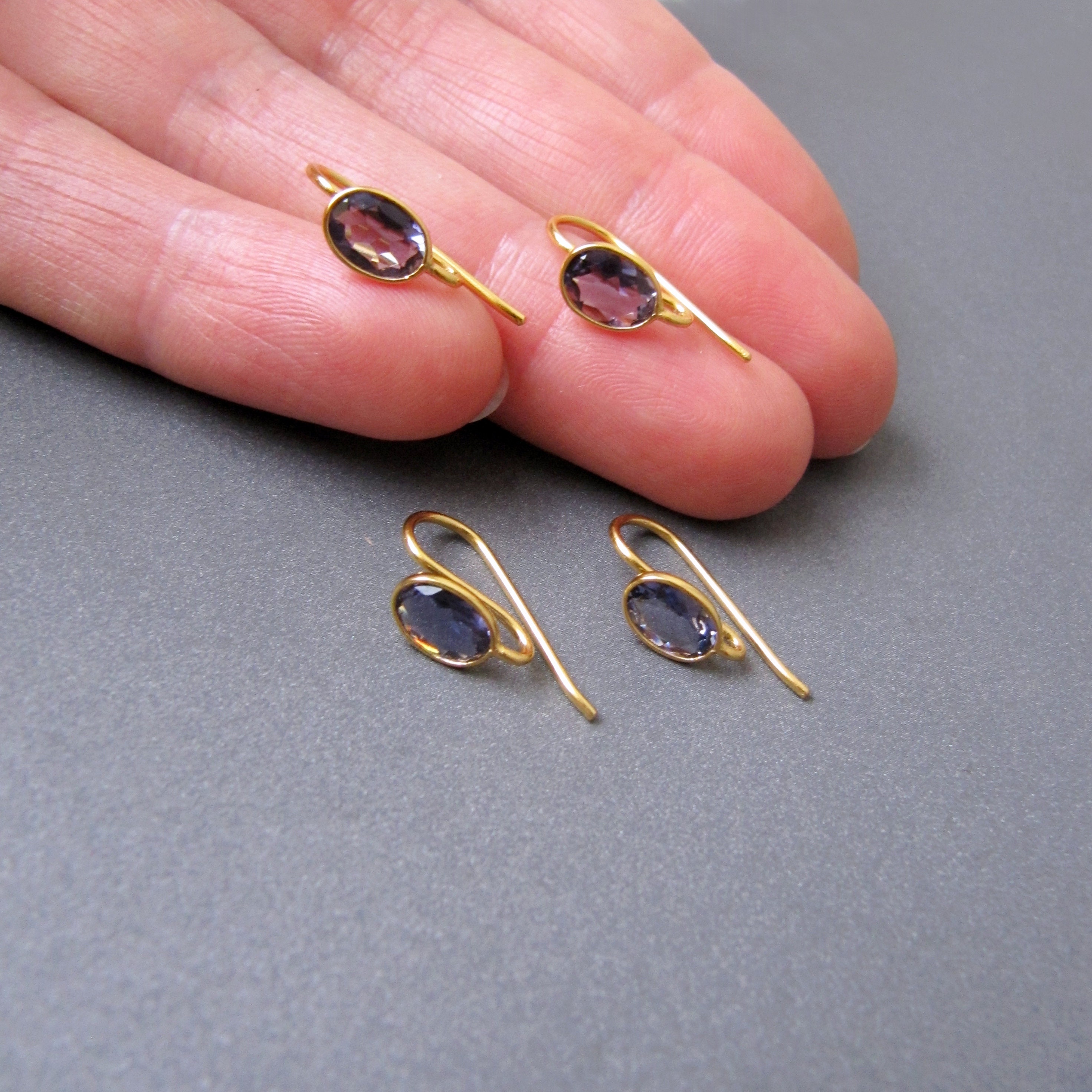 Iolite Gold Vermeil Ear wires \u2022 7x5mm Gems AAA Top Grade \u2022 Earrings findings \u2022\u00a0Solid Sterling silver 925 plated with 18k gold Iolite Gold Vermeil Ear wires \u2022 7x5mm Gems AAA Top Grade \u2022 Earrings findings \u2022\u00a0Solid Sterling silver 925 plated with 18k gold