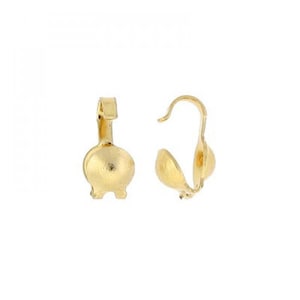 May include: Two gold-toned metal earring clasps. Each clasp has a round ball at the bottom and a hook at the top.