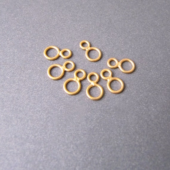 14k Gold Figure 8 Double Jump Ring Connector 20ga 0.80mm • 4.50+3.25mm Rings • 7.50mm Long • Solid 14 Carat Gold
