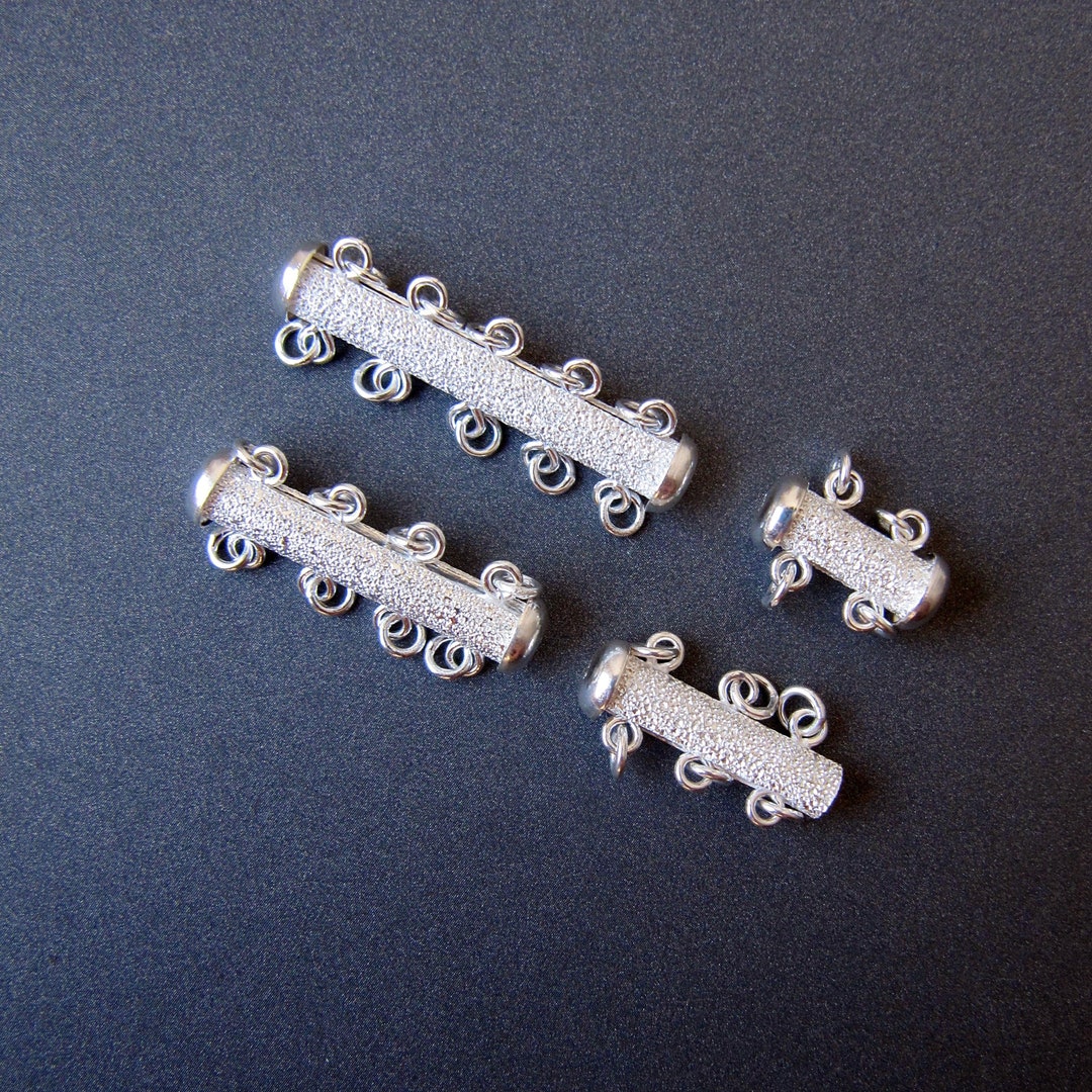Silver Tube Clasp 2 3 4 5 Strand Bar Sparkling Star Dust Mutlistrand