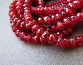 41 Cts Weight Of 16 Inches Strand 2-5.5 MM Natural Red Spinel Smooth Rondelle Beads Superb Item At Low Price Red Spinel Beads