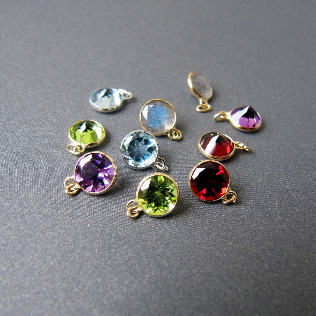 14k Gold Gemstone Charm 4/5/6mm 1x0.6mm Hole Amethyst Citrine