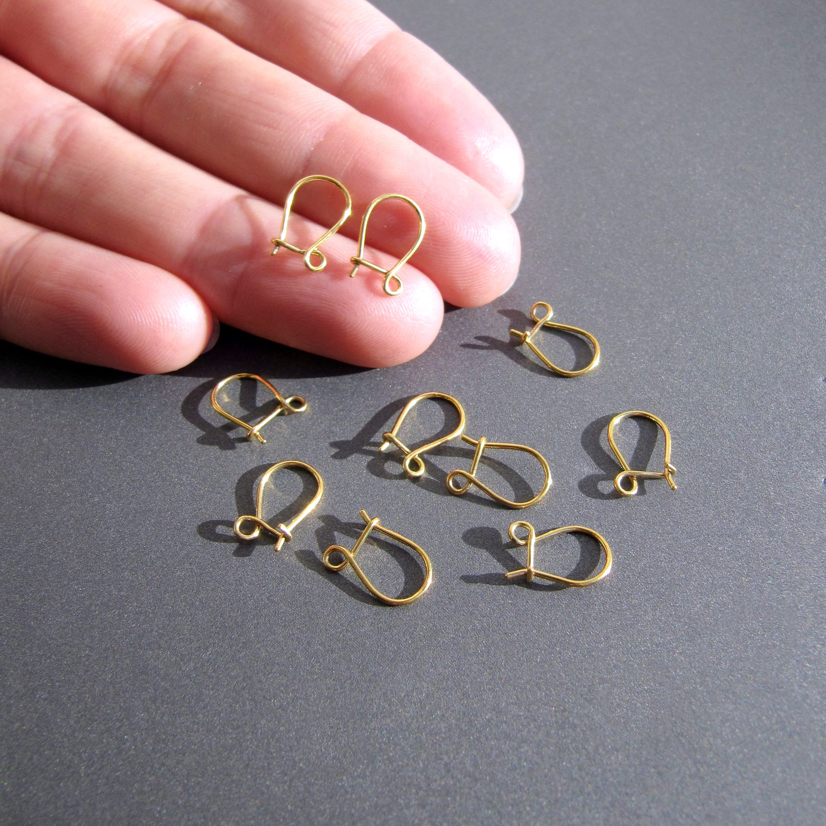 50Pcs/Box Kidney Earring Hooks 18K Gold Plated Kidney Ear Wires