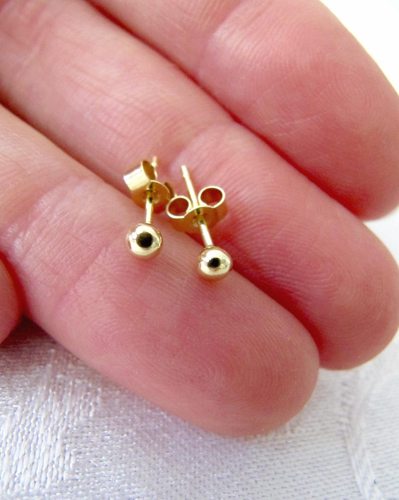 18k Gold Earrings 3mm / 4mm Ball Single Earring / Pair Etsy