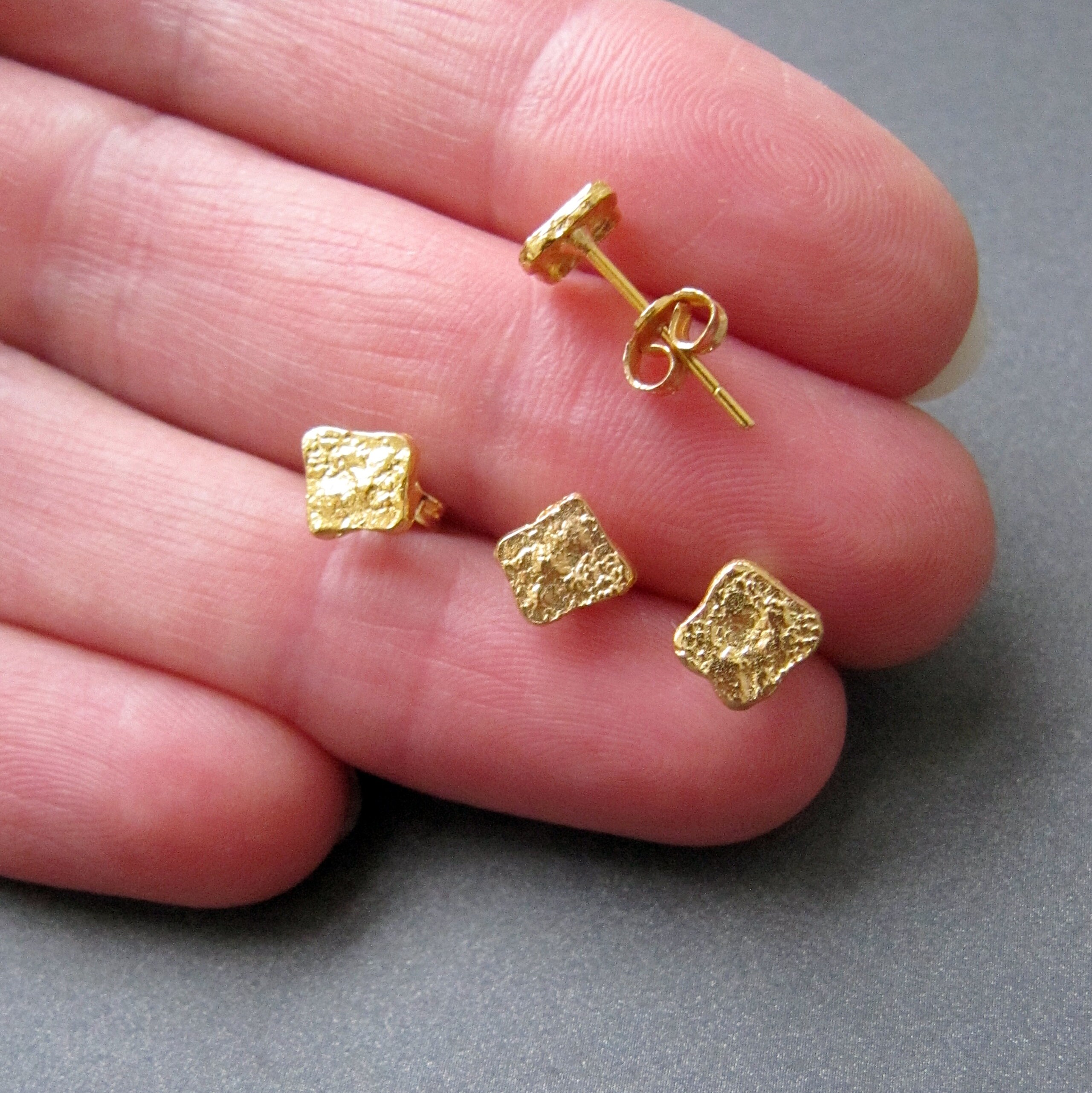 18k Gold Nugget Ring Size 5 6 5.50mm Nuggets Approx Etsy