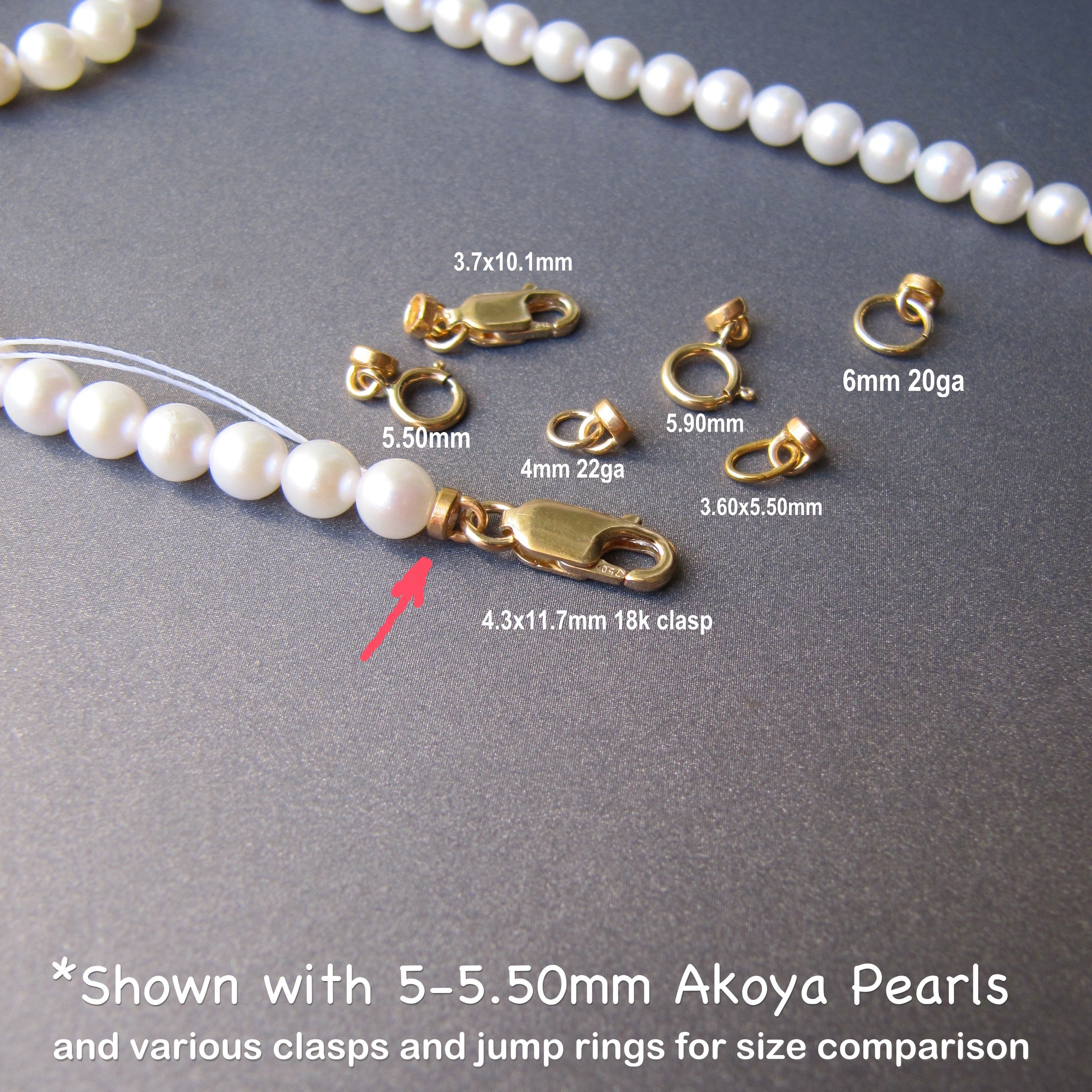 18k White Gold Bead End Tip With 5mm Closed Ring • 3.50mm