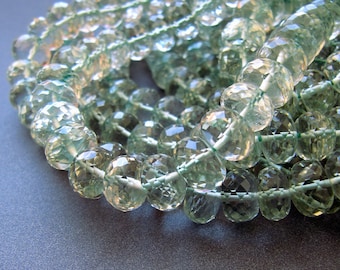 Green Amethyst Rondelles • 8-9-10-11mm Huge Size • AMAZING DEAL • AA+ Micro Faceted • Natural Genuine Prasiolite • Pale Pastel Green