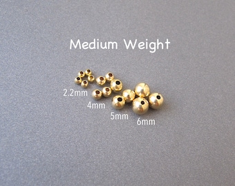 Gold Beads For Jewelry Making Size 2mm 3mm 4mm 5mm 6mm 8mm 14K - Main Image