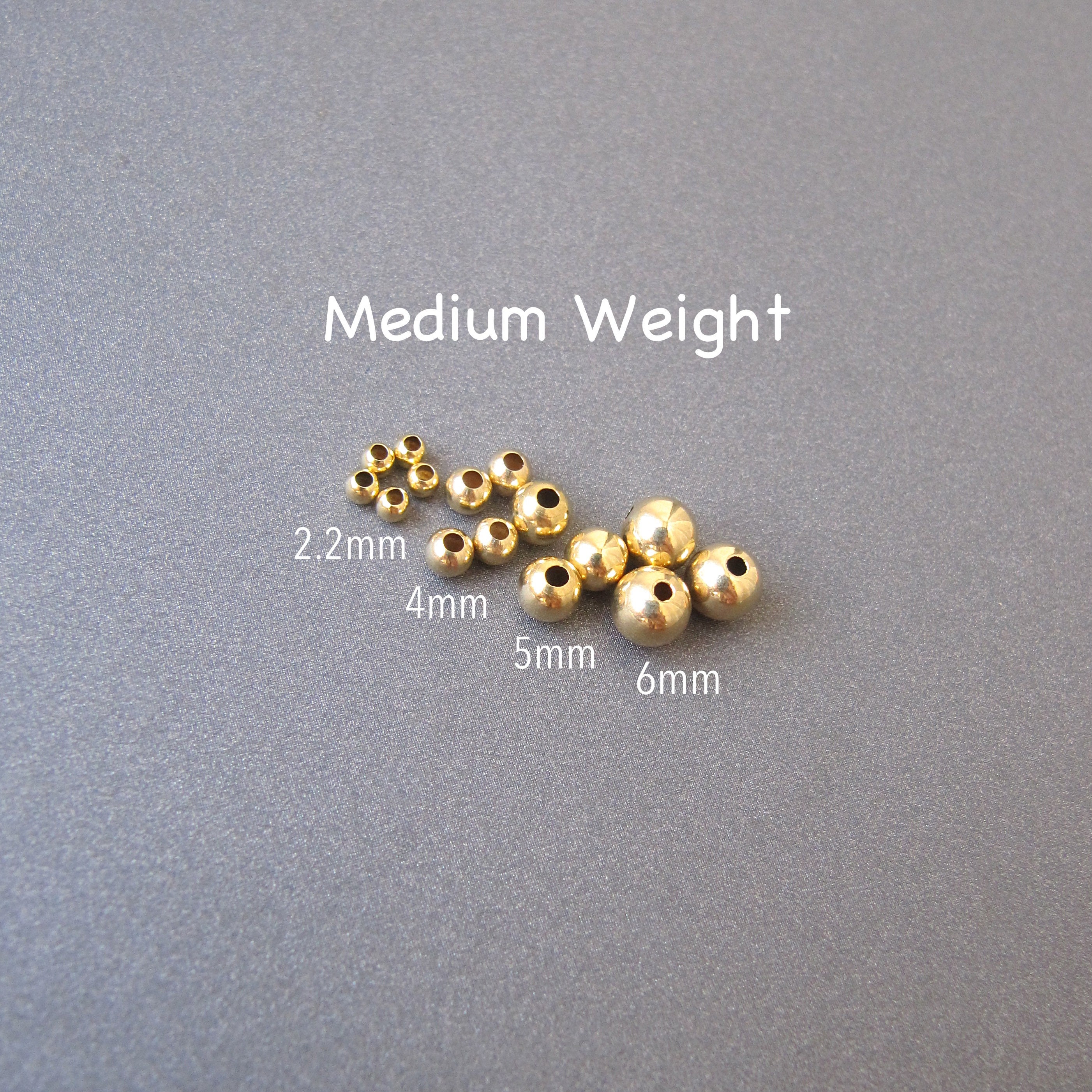 18k Gold Round Bead 2mm 2.2mm 3mm 4mm 5mm 6mm 7mm 8mm 10mm Light / Medium /  Heavy Weight Solid 18 Carat Gold Round Spacer Bead 