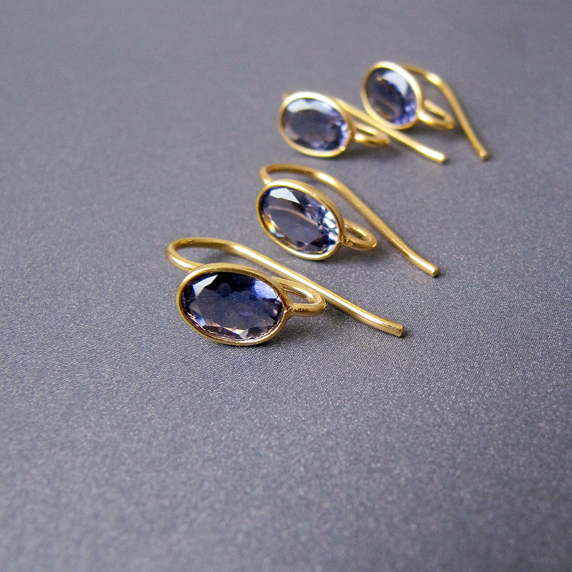 Iolite Gold Vermeil Ear wires \u2022 7x5mm Gems AAA Top Grade \u2022 Earrings findings \u2022\u00a0Solid Sterling silver 925 plated with 18k gold Iolite Gold Vermeil Ear wires \u2022 7x5mm Gems AAA Top Grade \u2022 Earrings findings \u2022\u00a0Solid Sterling silver 925 plated with 18k gold