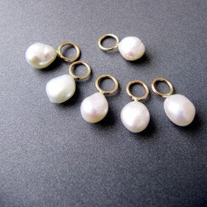 14k Gold Barock Perle Anhänger für Ohrringe • 5-7 mm Perlen • 5.85 mm Ring / 4 mm Loch • Massiv 14 Karat Gold • Natürliche Süßwasser Barock Perle