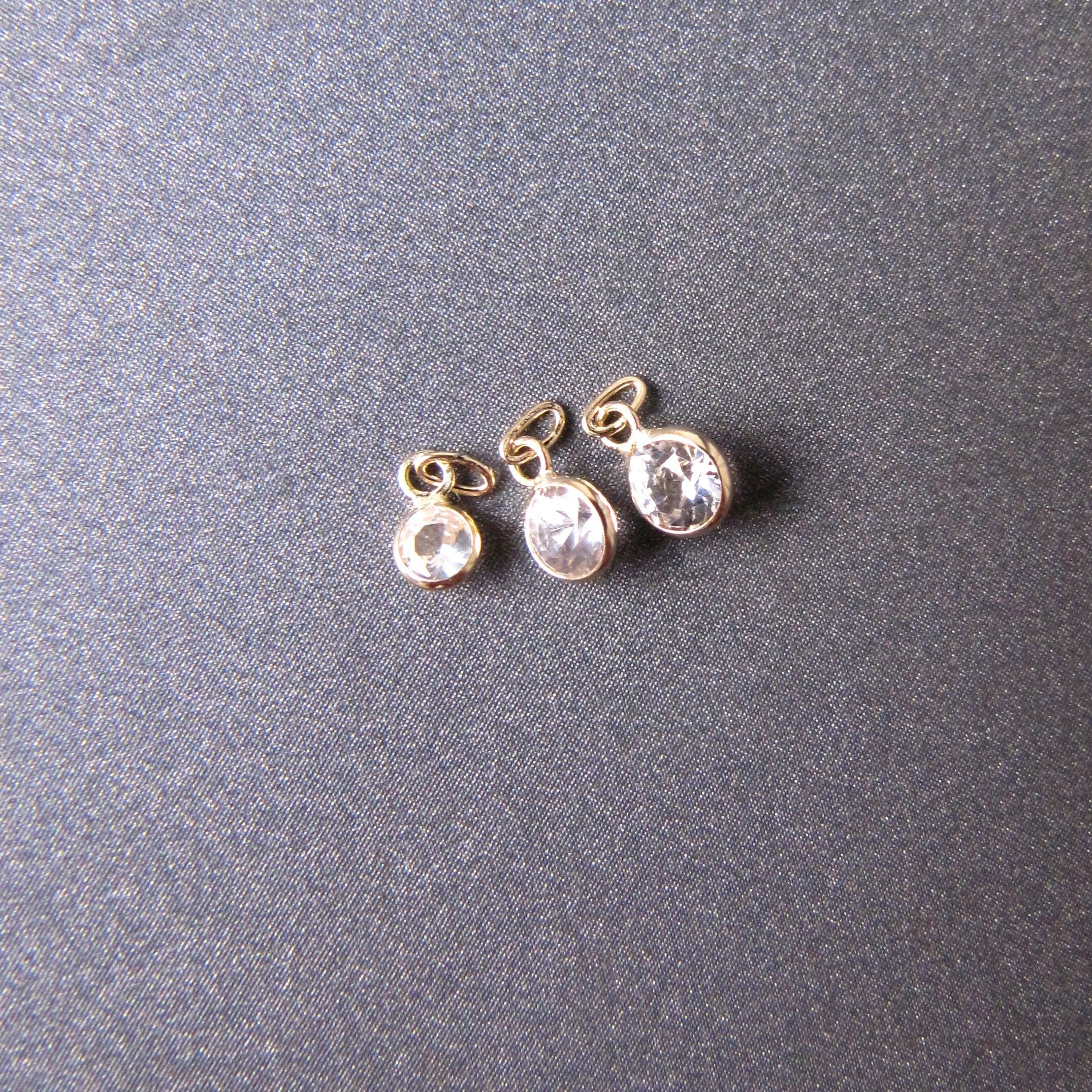 White Sapphire 14k Gold Charm 2.50 / 3 