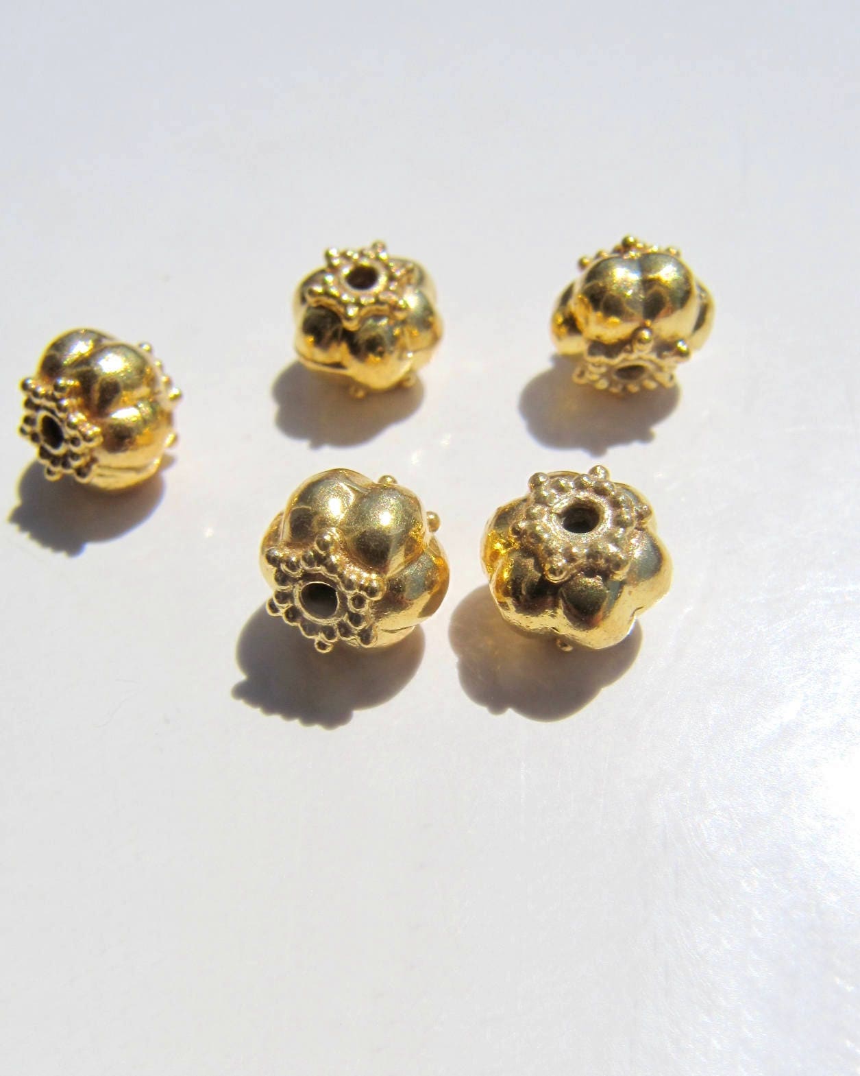 Gold vermeil bead round bead 6 x 7.50 mm Bali balinese DIY | Etsy
